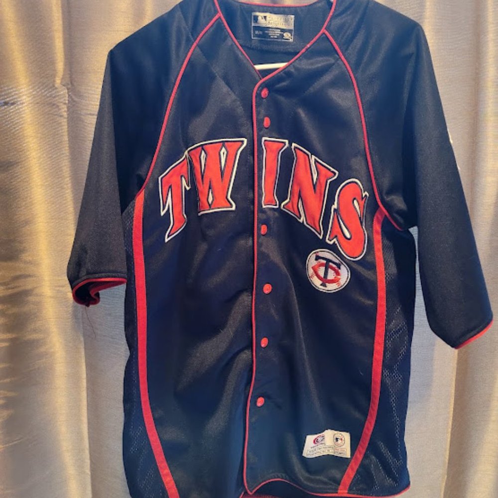 MLB Minnesota Twins Blank Navy Blue/Red Jersey Size M